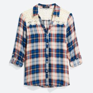 Papermoon Rue Lace Detail Top XL Blue